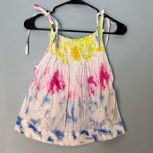AQUA Bloomingdale’s Gauze Tank Tie Dye Tie Straps Size Medium Smocked